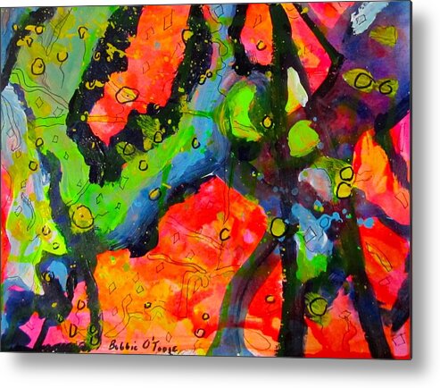 Vivid Metal Print featuring the painting Lefthand Abstracts Series #8 Things by Barbara O'Toole