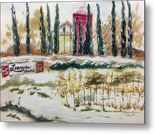 Temecula Landscape Painting Metal Print featuring the painting Leoness Cellars Temecula Wine Country Painting by Roxy Rich