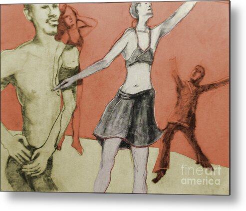Charcoal Metal Print featuring the mixed media Let's Dance by PJ Kirk