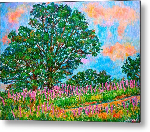 Landscape Metal Print featuring the painting Liatris Flowers at Doughton Park by Kendall Kessler