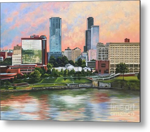 Oil Painting Metal Print featuring the painting Little Rock Skyline With Old State House by Sherrell Rodgers
