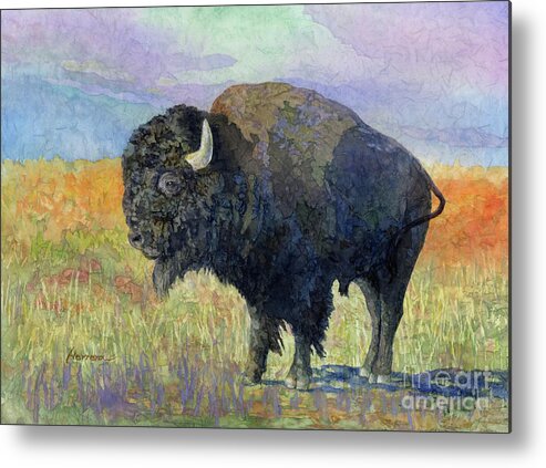 Bison Metal Print featuring the painting Lone Bison 3 by Hailey E Herrera