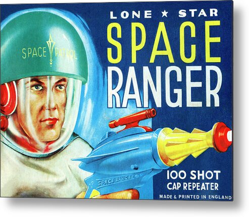 Vintage Toy Posters Metal Print featuring the drawing Lone Star Space Ranger 100 Shot Cap Repeater by Vintage Toy Posters