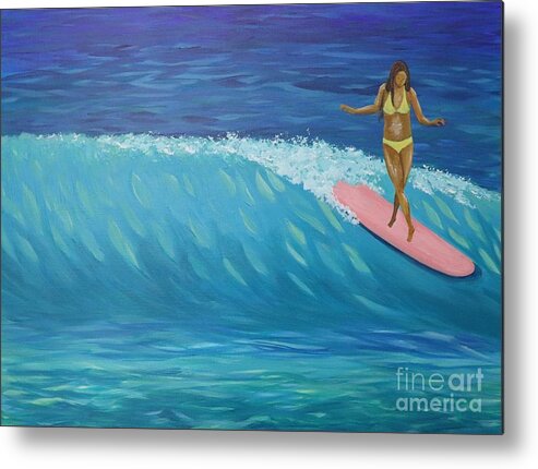 Surf Metal Print featuring the painting Longboarder by Jenn C Lindquist