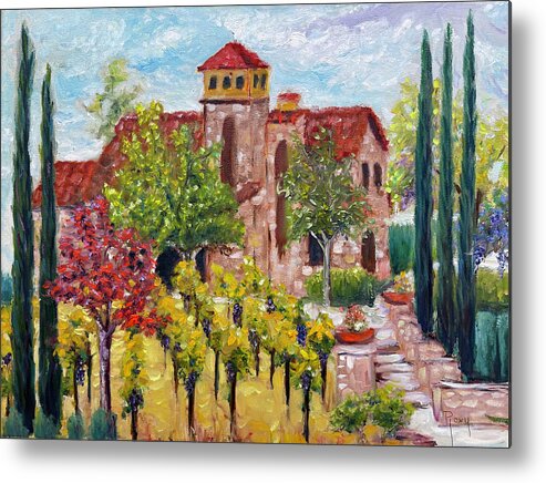 Lorimar Vineyard And Winery Metal Print featuring the painting Lorimar in Autumn by Roxy Rich
