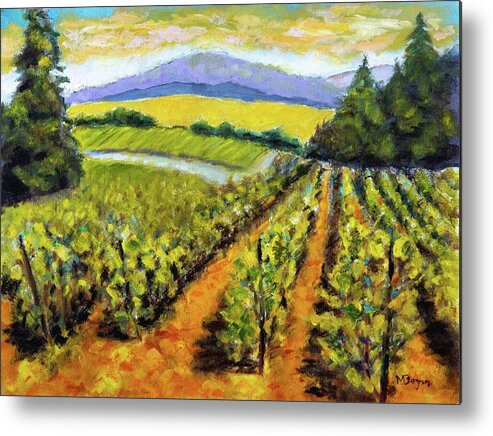 Landscape Metal Print featuring the painting Lumos Vineyard Philomath by Mike Bergen
