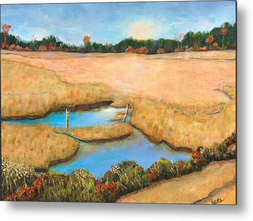 Marsh Metal Print featuring the painting Marshlands by Deborah Naves