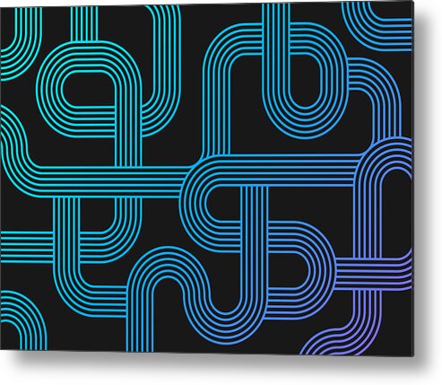 Curve Metal Print featuring the drawing Maze Lines Abstract Background by Filo