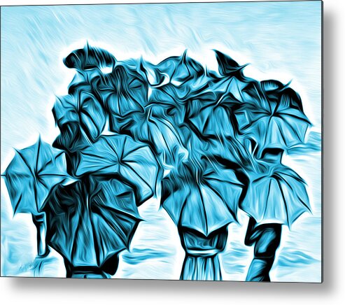 Umbrella Prints Metal Print featuring the painting Melting Umbrellas by Kelly Mills