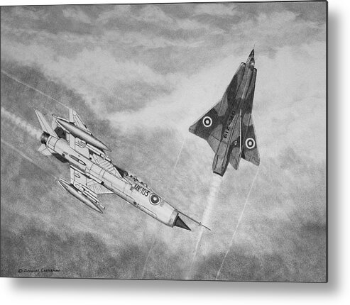 Military Metal Print featuring the drawing MiG-21 and Saab 35 Draken by Douglas Castleman