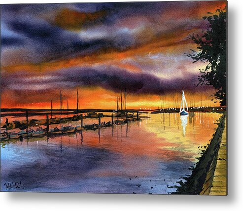 Portugal Metal Print featuring the painting Mirage - Olhao Ria Formosa Portugal by Dora Hathazi Mendes