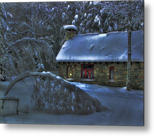 Moon Metal Print featuring the photograph Moonlight on the Stonehouse by Wayne King