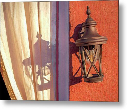 Lamp Metal Print featuring the photograph Morning Light Lantern And Shadows by Gary Slawsky