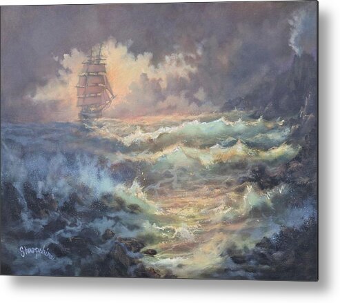 Mysterious Island Metal Print featuring the painting Mysterious Island by Tom Shropshire