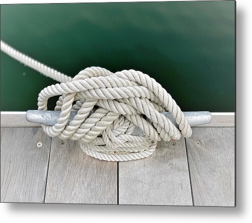 Nautical rope knots on dock Metal Print by Zia Hansen - Pixels