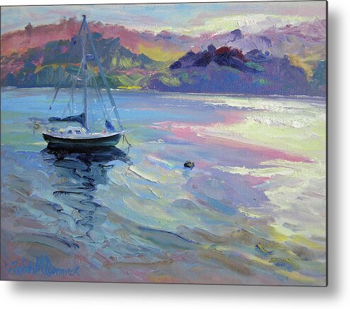 Tomales Bay Metal Print featuring the painting Near Sun Set, Tomales Bay by John McCormick
