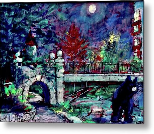 Painting Metal Print featuring the painting Night Bear by Les Leffingwell