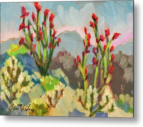 Ocotillo Metal Print featuring the painting Ocotillo and Cholla - Living Desert by Diane McClary