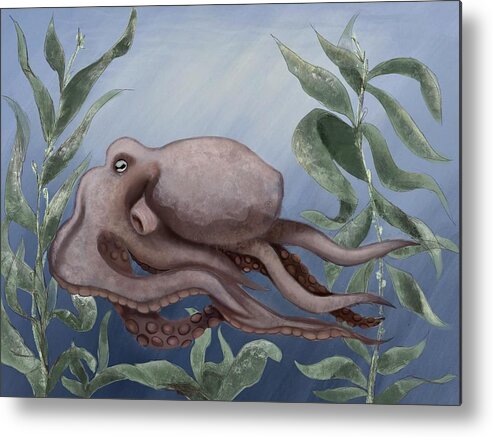 Octopus Metal Print featuring the drawing Octo A-Go-Go by Olive Wright 6th grade by California Coastal Commission