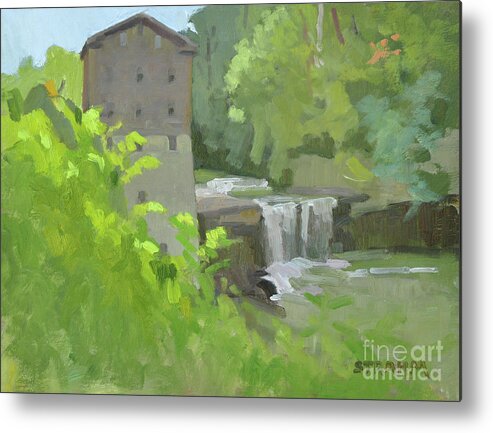 Mill Creek Park Metal Print featuring the painting Old Lanternman's Mill, Mill Creek Park, Youngstown, Ohio, by Paul Strahm