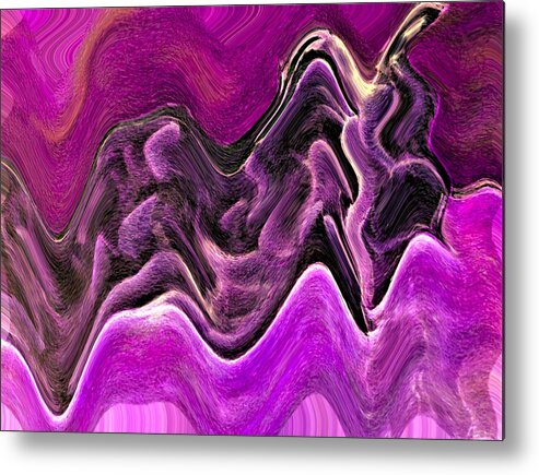 Abstract Metal Print featuring the digital art Open Oyster Abstract - Purple by Ronald Mills