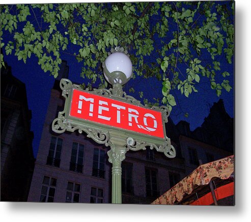Paris Metal Print featuring the photograph Paris Metro at Night by Matthew Bamberg