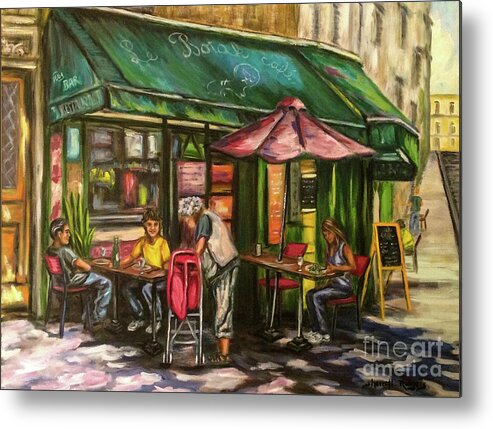 Paintings Metal Print featuring the painting Paris Sidewalk Cafe by Sherrell Rodgers