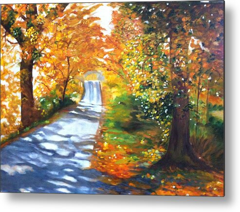 Fall Color Metal Print featuring the painting Path to Joy by Juliette Becker
