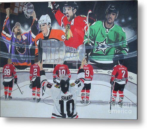 Patrick Sharp Metal Print featuring the drawing Patrick Sharp - A Story of a Career by Melissa Jacobsen