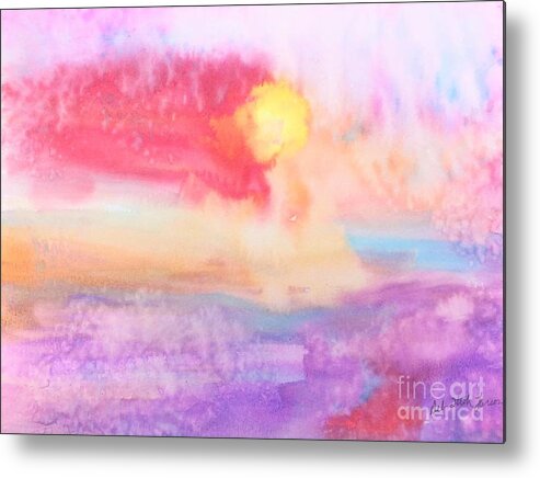 Water Metal Print featuring the painting Pink Painted Sky by Deb Stroh-Larson