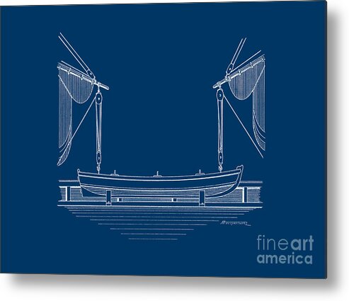 Sailing Vessels Metal Print featuring the drawing Pinnace - blueprint by Panagiotis Mastrantonis