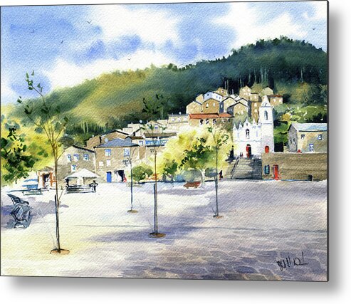 Portugal Metal Print featuring the painting Piodao Village in Portugal Painting by Dora Hathazi Mendes