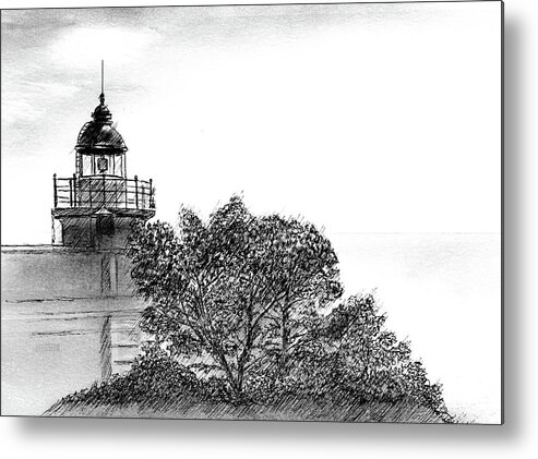  Metal Print featuring the drawing Portofino Lighthouse by Al Intindola
