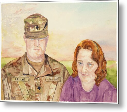 Military Metal Print featuring the painting Proud Mom by Barbara F Johnson