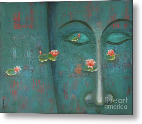 Buddha Metal Print featuring the painting Pure Thoughts by Mini Arora