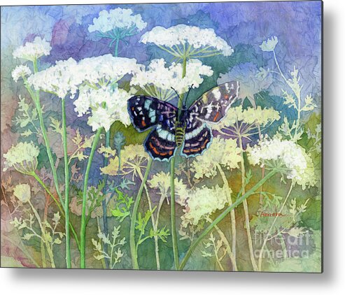 Butterfly Metal Print featuring the painting Queen Anne's Lace Lover by Hailey E Herrera
