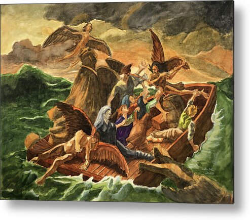 Fantasy Metal Print featuring the painting Raft of The Harpies by Dominic White