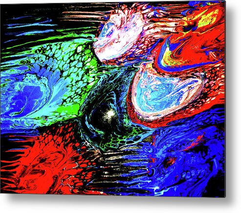 Flow Metal Print featuring the painting Rainbow Flow by Anna Adams