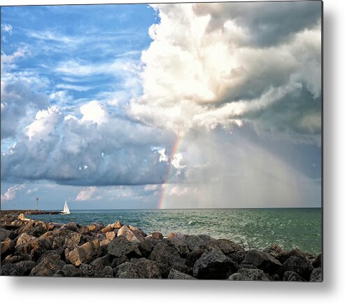 Rainbow Metal Print featuring the photograph Rainbow In The Storm by Scott Olsen