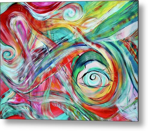 Abstract Metal Print featuring the painting Rainbow Vision by Jackie Ryan