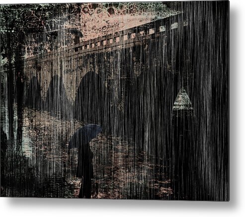 Bridge Metal Print featuring the digital art Dark Rainy Night by Sandra Selle Rodriguez