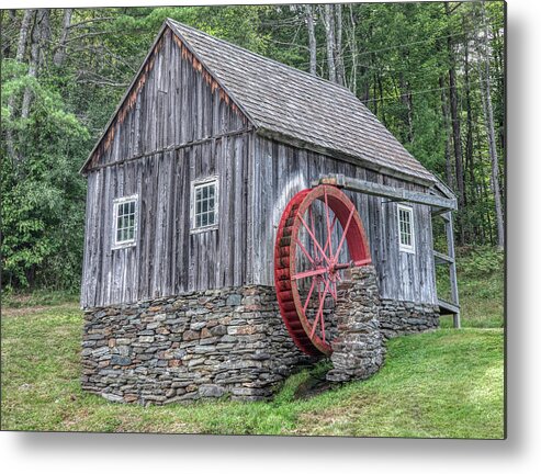 Americana Metal Print featuring the photograph Red Waterwheel of Vermont by David Letts