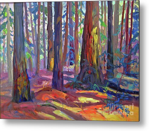 Redwood Tree Metal Print featuring the painting Redwoods by John McCormick