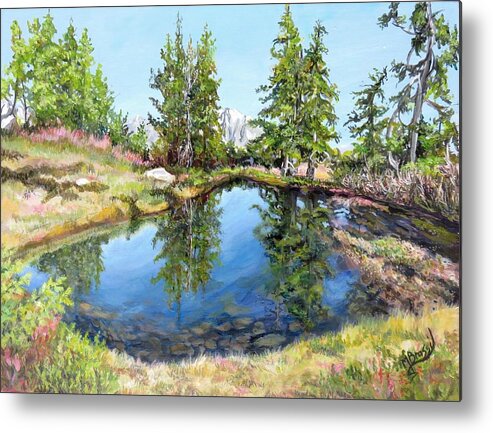 Pond Metal Print featuring the painting Reflections by Margot Brassil