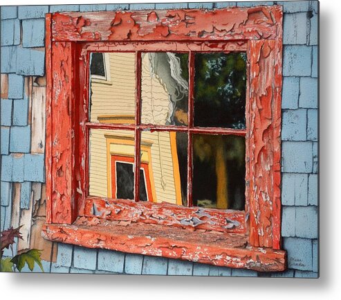Window Metal Print featuring the painting Reflections of Yesterday by Karen Richardson