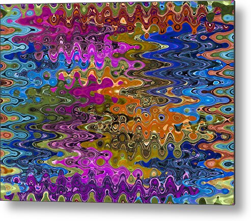 Abstract Metal Print featuring the digital art Retro 60's Psychedelic Art by Ronald Mills