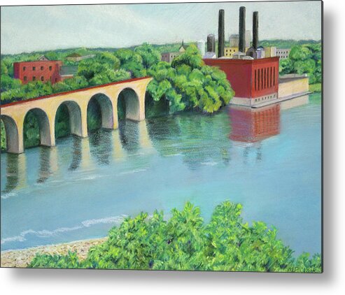 Landscape Metal Print featuring the pastel River's Edge by MaryJo Clark