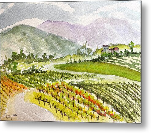 Vineyard Metal Print featuring the painting Road down from the Villa at GBV by Roxy Rich