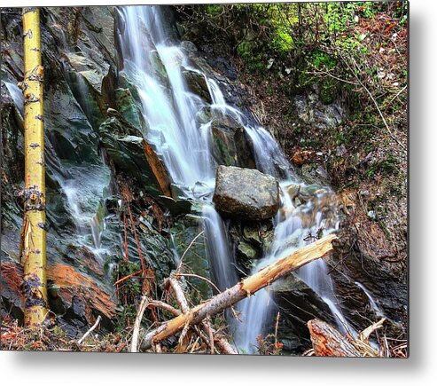Rockies Waterfall Metal Print featuring the photograph Rockies Waterfall by David Matthews