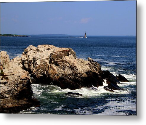 Coast Metal Print featuring the photograph Rocky Coast and Light House by Lennie Malvone